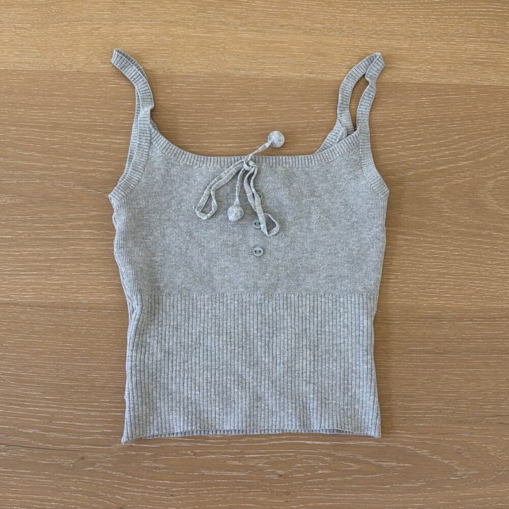 White Fox Sleeveless Knit Cami Top Size S Gray